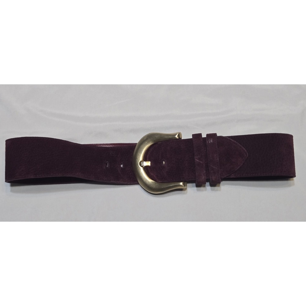 Accessories By Pearl Vtg Maroon Suede Belt Wide 2.25" Large 29-33" Burgundy Wine